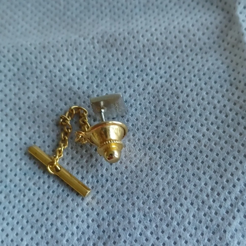 Anson Vintage Sterling Silver Square Lapel Tie Tack Pin